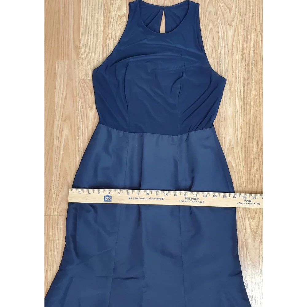 Sleeveless Navy Bow-Waist Evening Dress - Picture 12 of 14
